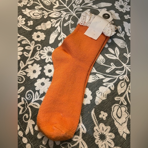 Free People Orange Lace Trim Socks - Picture 3 of 3